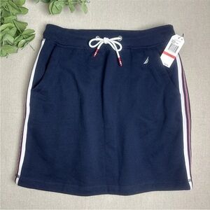 Nautica Solid Knit Skirt Navy Seas Blue Nautical Preppy NWT $49 Size XS